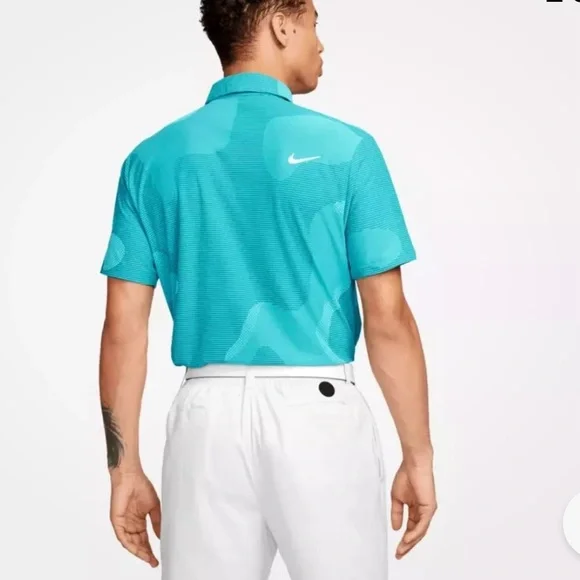 Men’s Nike Dri-Fit ADV Tour Camo DR5312-381 Teal Polo Golf Shirt Size Large - Picture 2 of 12